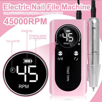 NAD085 V2 45000RPM Ponceuse à ongles électrique portable rechargeable à faible bruit, lime à ongles, outil de manucure pour salon, en plastique, US