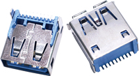 Connecteur de données USB 3.0 vertical SMT mâle/femelle 9 broches, 6 broches, 4 broches, avec borne de soudure en cuivre phosphoreux plaqué or pour PCB