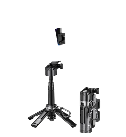Extendable Aluminum Selfie Stick Tripod Stand Phone Holder Portable Anti-Shake Stabilizer 1000mm Extended Length 2kg Load Folded