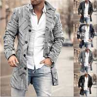 Veste décontractée en mélange de laine pour hommes, imprimé à carreaux, manches longues, boutonnée, manteaux, hauts, vêtements d'extérieur chauds pour hommes, manteaux longs pour hommes 4XL