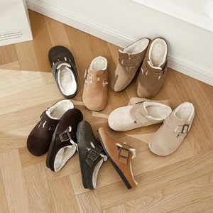 Sabots <span class=keywords><strong>Birkenstock</strong></span> d'<span class=keywords><strong>hiver</strong></span> à semelle épaisse, chauds et antidérapants, en liège et fourrure, pour femmes, type pantoufles fourrées - Product Image 2