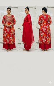 Nuevo Conjunto de 3 Piezas KDP, Hermoso Trabajo Artesanal, Sharara Étnico para Mujer, Ropa de Fiesta, Rayón con Materiales Reciclados, Estampado Digital, para Todas las Temporadas - Product Image 3