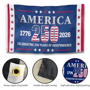 Bandera del 250 Aniversario de la <span class=keywords><strong>Independencia</strong></span> de Estados Unidos, 3x5 pies, 1776-2026, Bandera de Poliéster para Exteriores de Doble Cara para el 4 de Julio, Patriótica - Product Image 3