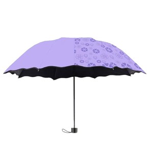 Water Resistant Three Fold Umbrella Black Vinyl UV Protection Sun Rain Use Manual Open Steel Rib Large Size - Product Image 5