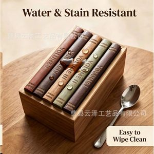 Juego de posavasos cuadrados de madera maciza con forma de libro, aislantes del calor, para vajilla, bebidas, cazuelas y más. - Product Image 4