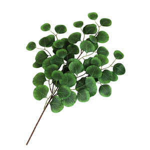 Feuilles de plantes vertes artificielles, feuilles de pommier à trois branches, feuilles d'eucalyptus, fleurs en soie d'exportation, arrangement de style forestier - Product Image 3