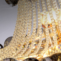 Nouveau lustre carré suspendu en cristal LED de luxe + lampe galvanisée