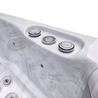 VIRLUX Jacuzzi Moderno de Acrílico para Exteriores con 69 Chorros de Masaje y Diseño de Bañera de Hidromasaje Independiente para Villa, Casa, Jardín, Patio