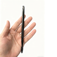 Diskon besar kuas rias Vegan hitam kuas Eyeliner alis tipis berkepala ganda kuas tunggal maskara Logo kustom