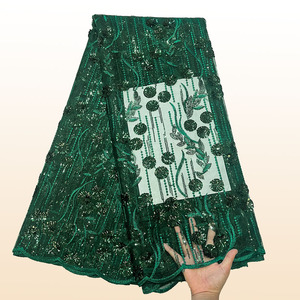 2025 precio al por mayor cordón guipur encaje lentejuelas tela francesa bordado para vestidos de novia mujeres textiles para el hogar bordado - Product Image 3