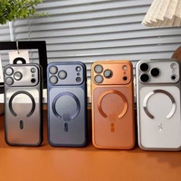 Coque de luxe mate plaquée pour iPhone 17 Pro Max, en PC rigide antichoc avec film de protection d'objectif, couverture translucide orange pour iPhone 17 Pro