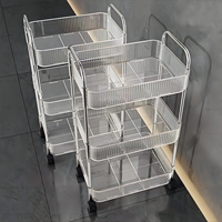 Chariot de rangement transparent multi-niveaux mobile pour la location de voitures et le stockage de collations, avec chariot transparent