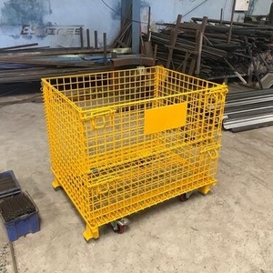 Tùy chỉnh kho gấp dây lưới lồng lưu trữ hộp thép với bánh xe - Product Image 4