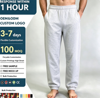 Pantalon de jogging thermique gris uni brodé élastique sans cordon de serrage pour homme, anti-plis