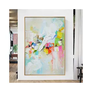 Customized Dropshipping 100% Hand Painted Thick Paint Colorful Abstract Oil Paintings And Handmade Custom Painting