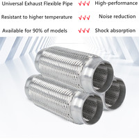 Tuyau flexible d'échappement en acier inoxydable à double tressage robuste de 1-3/4"x8"x12", vente en gros d'usine, personnalisé pour l'échappement automobile