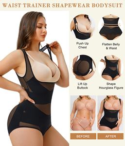 Push-up body met mesh, shapewear, buikverstevigend, billenliftend, tailletrimmer, body shaper voor dames - Product Image 4