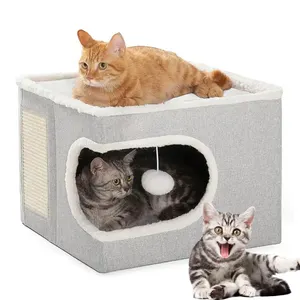 China Fábrica Preço Dobrável Movendo Quente Interior Papelão Cat Scratcher Casa