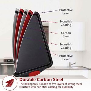 Juego <span class=keywords><strong>de</strong></span> 9 piezas <span class=keywords><strong>de</strong></span> moldes para hornear <span class=keywords><strong>de</strong></span> aluminio y acero al carbono antiadherentes con rejilla <span class=keywords><strong>de</strong></span> enfriamiento y asas <span class=keywords><strong>de</strong></span> silicona, aptos para horno, para compradores comerciales <span class=keywords><strong>de</strong></span> alimentos - Product Image 3