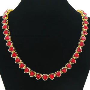Personalized Men's Cool Hip-hop Red Peach Heart Splicing <b>Necklace</b> Tanjing Fashion Lijing <b>Necklace</b> - Product Image 1