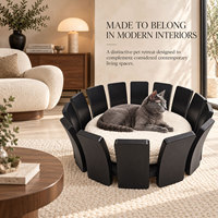 Lit pour chat et chien en bois massif de qualité supérieure, coussin amovible en bouclette, design moderne et luxueux, meubles écologiques pour salon intérieur