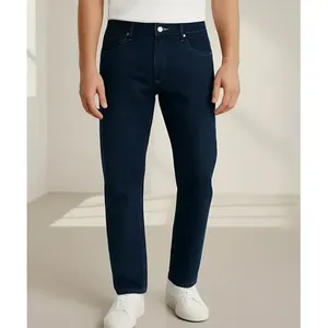 Jeans da Uomo Adrenaline a Gamba Dritta Blu Scuro in Denim Elasticizzato Vita Media 5 Tasche Traspiranti - Product Image 1