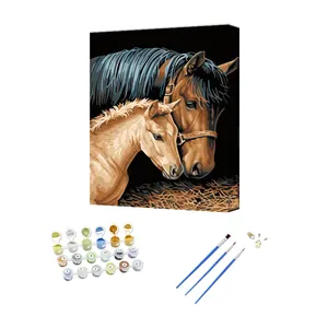 Animal Series Diy Oil Painting by Numbers Horses Picture Handmade Digital Painting Paint by Number Kits for Sale