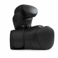 Gants de boxe professionnels TOPN TS-BG-0007-B en cuir/PU noir mat, fermeture auto-agrippante, 8 oz, sangle de poignet réglable, extensibles