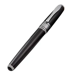 OEM Pena Logam Hitam dengan Logo Kustom Huashilai Merek Kantor Kombo Hadiah Mewah Pulpen Roller Ball Point untuk Pria