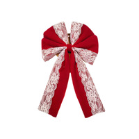 Décoration de Noël de style européen, nœud en dentelle, fleur, ornement festif en tissu à suspendre à la porte pour fêtes d'enfants et d'adultes