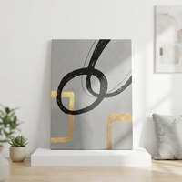 Peinture à l'huile 3D moderne à texture épaisse, peinte à la main, avec feuille d'or noir, art abstrait sur toile, tableau mural pour la décoration du salon
