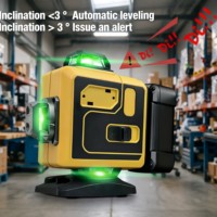 Niveau laser vert 4D 16 lignes avec trépied 1m, écran tactile, auto-nivelant 3D 360° rotatif, batterie lithium 12V, pour usage industriel et bricolage