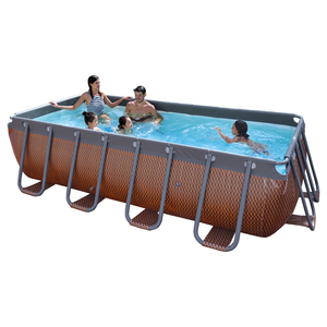 <span class=keywords><strong>Piscine</strong></span> <span class=keywords><strong>rectangulaire</strong></span> en <span class=keywords><strong>bois</strong></span>, cadre en acier, <span class=keywords><strong>avec</strong></span> pompe à filtre et échelle, 13 pieds - Product Image 1