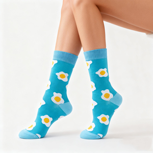 Calcetines Casuales <span class=keywords><strong>de</strong></span> Algodón con Estampado Divertido <span class=keywords><strong>de</strong></span> Patatas Fritas y Huevos, para Hombre y <span class=keywords><strong>Mujer</strong></span>, con Diseño Geométrico - Product Image 3