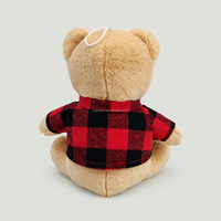 Ours en peluche de Noël personnalisé de 21 cm avec chemise à carreaux rouges et impression en relief pour la décoration de la maison pendant les fêtes