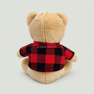 Ours en peluche <span class=keywords><strong>de</strong></span> <span class=keywords><strong>Noël</strong></span> personnalisé <span class=keywords><strong>de</strong></span> 21 cm avec chemise <span class=keywords><strong>à</strong></span> carreaux rouges et impression en relief pour la décoration <span class=keywords><strong>de</strong></span> la maison pendant les fêtes - Product Image 3