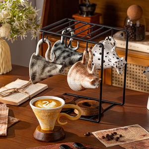 Juego de tazas de café de cerámica con diseño de animales, 150 ml, taza con forma de perro, gato o mascota, de <span class=keywords><strong>magnesia</strong></span>, con bandeja, para el hogar, la oficina, para latte, regalo. - Product Image 4