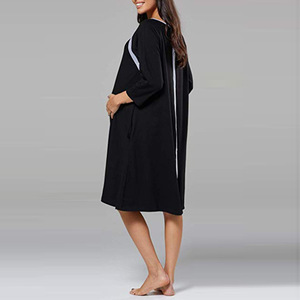 Vente en gros Vêtements de maternité et d'allaitement Robes décontractées pour femmes enceintes Robe de maternité à col en V de haute qualité pour l'automne - Product Image 3