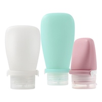 Bouteille vide en silicone de qualité alimentaire, portable et étanche de qualité supérieure, format voyage, pour articles de toilette, bouteilles de shampoing de voyage rechargeables et compressibles