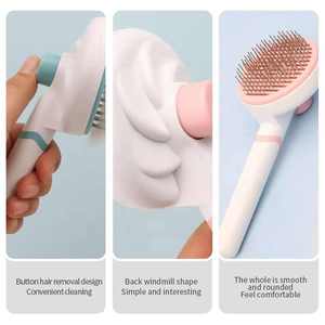 Factory Wholesale Custom Logo Self Cleaning Stainless Steel Cat & Dog <b>Pet</b> Grooming Slicker <b>Brush</b> OEM Available - Product Image 5