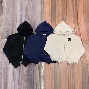 Wholesale Full Zip Oversized Hoodie Luxury Cotton <b>Fleece</b> Hooded <b>Jumper</b> Sweatshirt Drop Shoulder Zip Up Hoodie Jacket For Women - Product Image 5