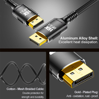 Cable DP2.1 de 16K y 54Gbps de Alta Velocidad - 8K 240Hz 4K 240Hz HDR G-Sync FreeSync Chapado en Oro para Juegos, Monitor de PC, PS5, RTX 4090