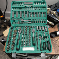 Kit d'outils de réparation automobile et vélo 172 pièces CR-V avec clé dynamométrique à cliquet, tournevis et douilles, compatible OEM, en coffret rigide
