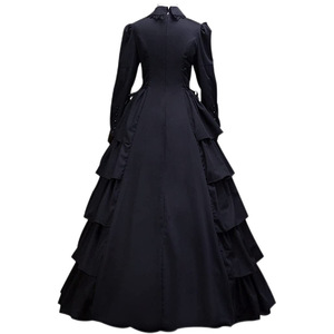 Vestido Victoriano de Animación de Vanguardia, Negro, Manga Larga, Disfraz de Reina Gótica, Vestido de Fiesta de Halloween para Mujer Adulta - Product Image 3