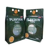 Sachets de farine de manioc en aluminium, emballage alimentaire, étiquette personnalisée en plastique, fond plat, 1.5kg, sac à fermeture éclair de farine d'igname avec suspension h