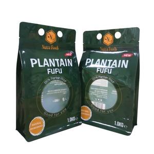 Sachets de farine de manioc en aluminium, emballage alimentaire, étiquette personnalisée en plastique, fond plat, 1.5kg, sac à fermeture éclair de farine d'igname avec suspension h - Product Image 5