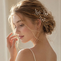 SLBRIDAL Épingle à Cheveux de Mariée Faite à la Main avec Perles Entières et Perles en Alliage, Clip pour Cheveux de Mariage, Bijou pour Femme, Accessoire Cheveux