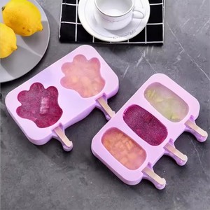 Molde de silicona para helados, moldes siameses para paletas con tapa, molde DIY para helados caseros, diseño de dibujos animados, herramientas de cocina hechas a mano - Product Image 5
