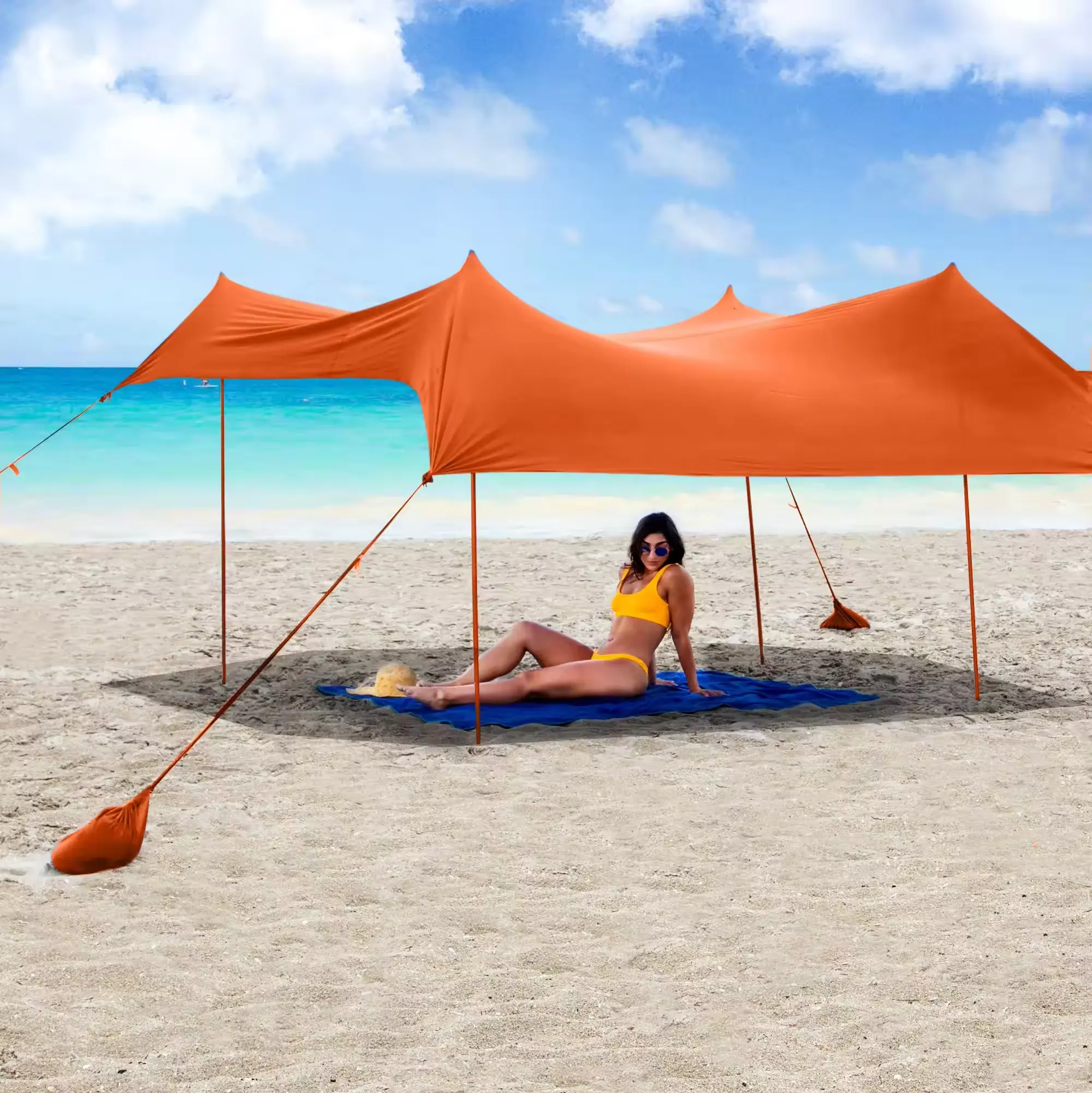 Usine personnalisée famille plage tente et auvent de plage UPF50 abri solaire plage grand parasol Portable tissu imperméable