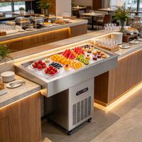 Table de préparation réfrigérée en acier inoxydable avec plateau froid pour usage commercial